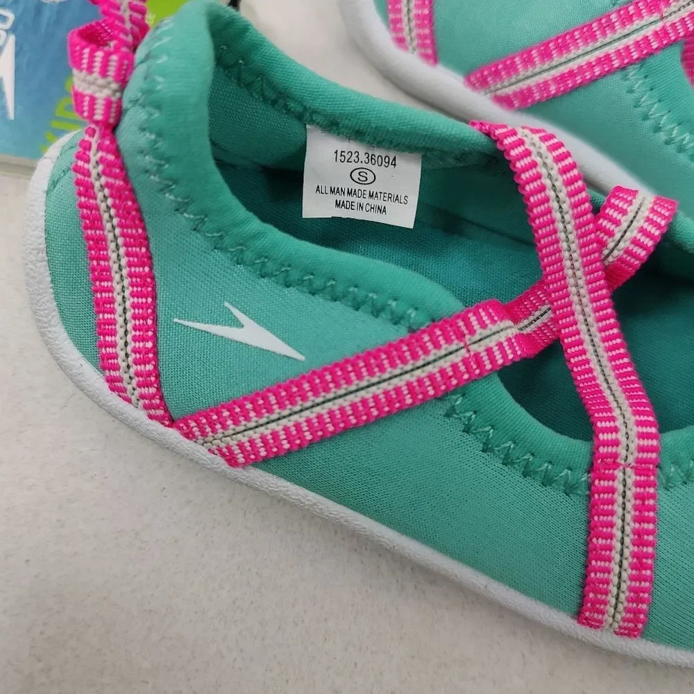 NWT Speedo Baby Toddler Girls Turquoise Pink Mary Jane Water Shoes, Sz S (5-6)